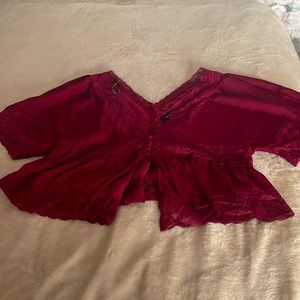 Maroon top with lace details